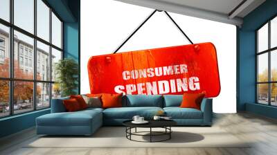 consumer spending, 3D rendering, vintage old red sign Wall mural