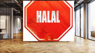 Delicious hala food, 3D rendering, a red stop sign Wall mural