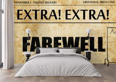 farewell party, article text in newspaper Wall mural