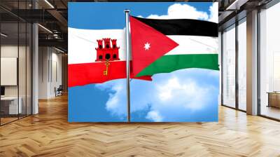 gibraltar flag with jordan flag, 3d rendering Wall mural