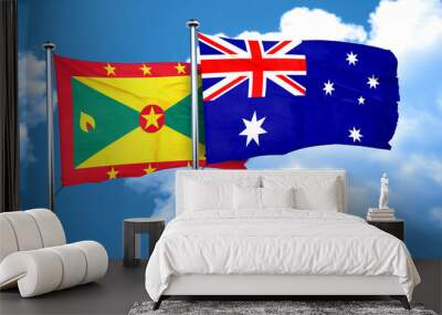 Grenada flag with Australia flag, 3D rendering Wall mural