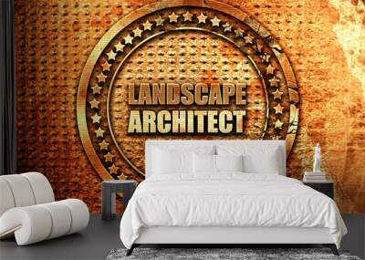 landscape architect, 3D rendering, grunge metal stamp Wall mural