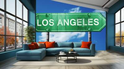 los angeles road sign , worn and damaged look Wall mural