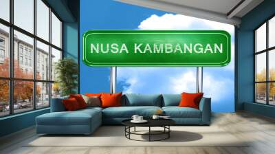 Nusa kambangan vintage green road sign with highlights Wall mural