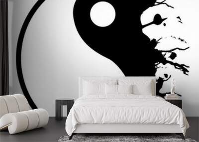 Silver yin yang symbol Wall mural