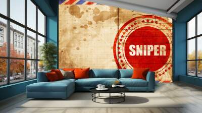 sniper, red grunge stamp on an airmail background Wall mural