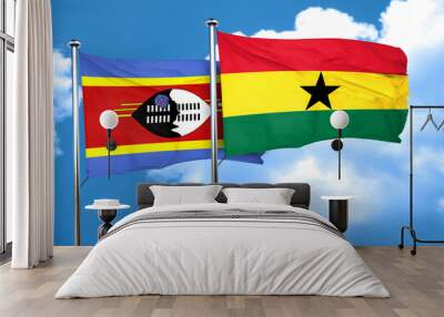 Swaziland flag with Ghana flag, 3D rendering Wall mural