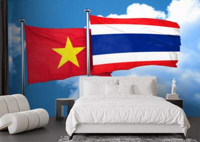 Vietnam flag with Thailand flag, 3D rendering Wall mural