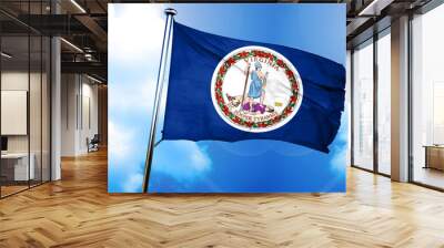 virginia flag, 3D rendering, on a cloud background Wall mural