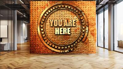 you are here, 3D rendering, text on metal Wall mural