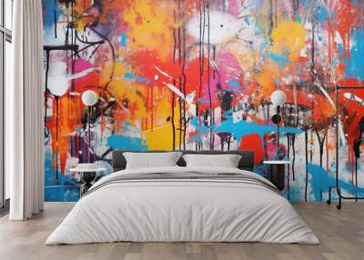 Graffiti wall abstract background. Idea for artistic pop art background backdrop. Wall mural