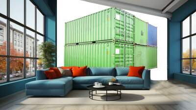 Industrial container green color for shipping at port Wall mural