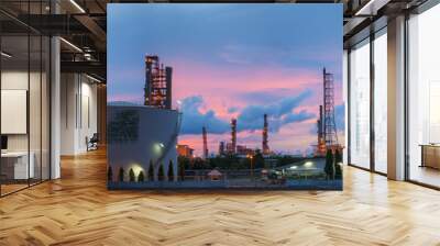 Landscape of Oil refinery at twilight Wall mural