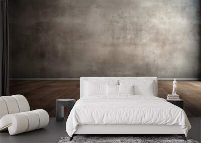 Set of empty room with wooden floor and concrete wall. Wall mural