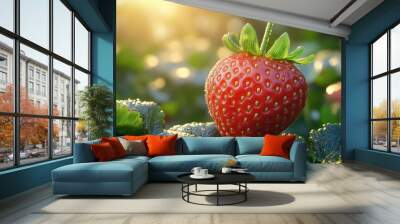 A Red Juicy Strawberry Wall mural