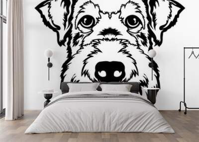 Airedaile Terrier face vector illustration in hand drawn style, perfect for tshirt design and mascot logo Wall mural