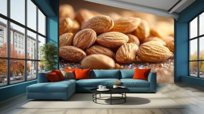 Almonds:  A Close-Up on Nature's Delicious Snack Wall mural