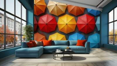 Colorful Umbrellas Arranged in a Pattern Wall mural