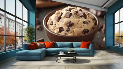 Delicious Chocolate Chip Cookie Dough in Bowl Wall mural