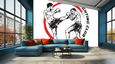 Muay Thai boxing martial art vector illustration, perfect for t shirt design and martial art training club logo design Wall mural