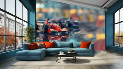 Racing car toy for high speed on the table, sport concept Wall mural