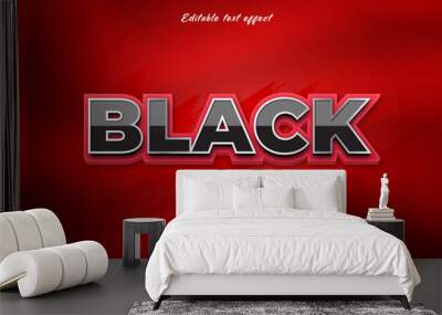 red black editable text effect with smooth background Wall mural