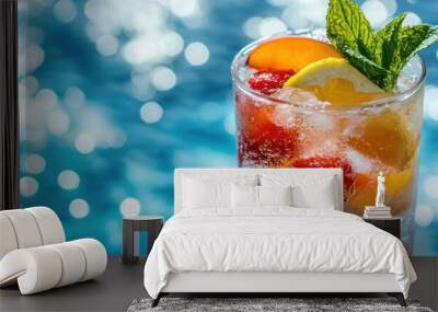 Refreshing Summer Cocktail by the Pool Wall mural