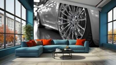 Shiny Chrome Wheel Close Up Wall mural