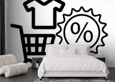 shopping cart and discount icon Wall mural