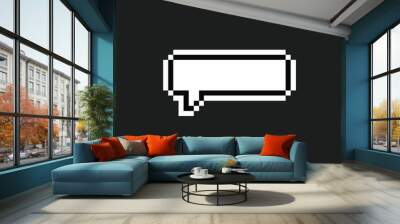 this is bubble chat icon 1 bit style in pixel art with white color and black background ,this item good for presentations,stickers, icons, t shirt design,game asset,logo and your project Wall mural