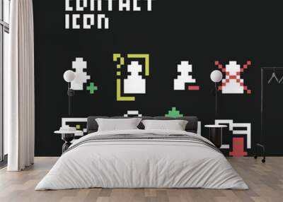 this is contact icon 1 bit style in pixel art with black background and little color,this item good for presentations,stickers, icons, t shirt design,game asset,logo and your project. Wall mural