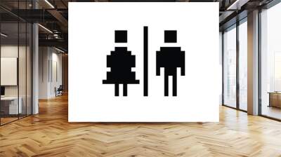 this is toilet icon 1 bit style in pixel art with black color and white background ,this item good for presentations,stickers, icons, t shirt design,game asset,logo and your project Wall mural