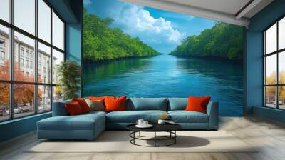 Tranquil Mangrove Canal Wall mural