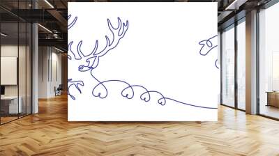 Vector illustration of santa claus and reindeer head in line art style for christmas Wall mural