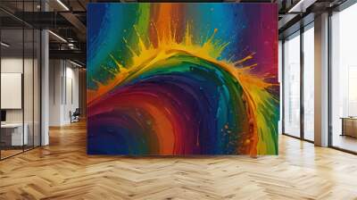 Abstract Background With a rainbow colored paint splash theme Wall mural