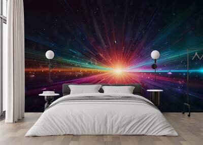 Abstract Background With Hologram Burst / Explotion Theme Wall mural