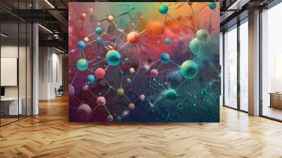 abstract molecular background with clusters of molecules forming patterns Wall mural