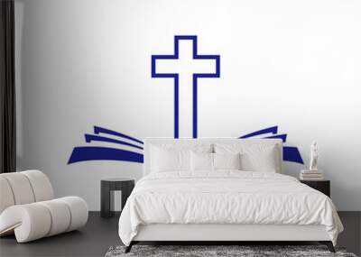 bible logo icon and christian cross Wall mural