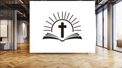 bible logo icon and christian cross Wall mural