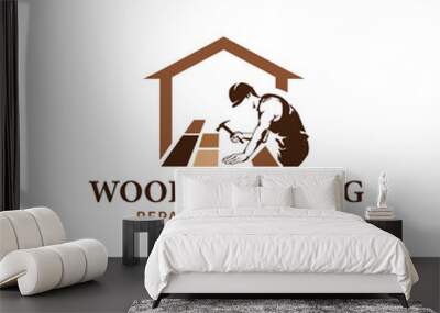 Wood Flooring Repair and Service With Hammer Wall mural