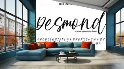 Desmond. Handdrawn calligraphic vector font for hand drawn messages. Modern gentle calligraphy Wall mural