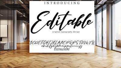 Editable Font Stylish brush painted an uppercase vector letters, alphabet, typeface Wall mural