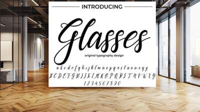 Glasses Font Stylish brush painted an uppercase vector letters, alphabet, typeface Wall mural