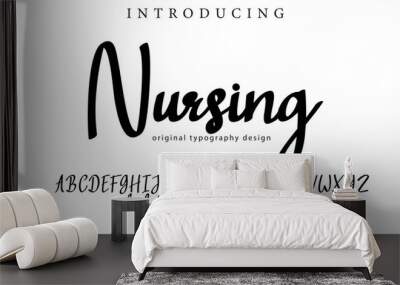 Nursing Font Stylish brush painted an uppercase vector letters, alphabet, typeface Wall mural