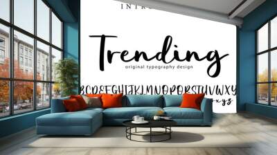 Trending Font Stylish brush painted an uppercase vector letters, alphabet, typeface Wall mural