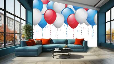 blue red white balloon background Wall mural