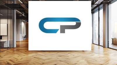 CP company linked letter logo blue Wall mural