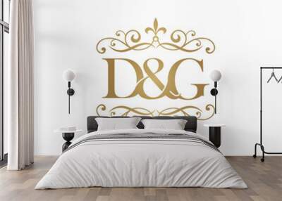 d&g initial logo. ornament ampersand monogram golden logo Wall mural