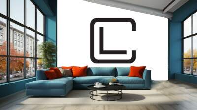 Initial letter C and L, CL, LC, overlapping L inside C, line art logo, black monogram color Wall mural