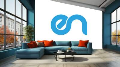 Initial letter en modern linked circle round lowercase logo blue Wall mural